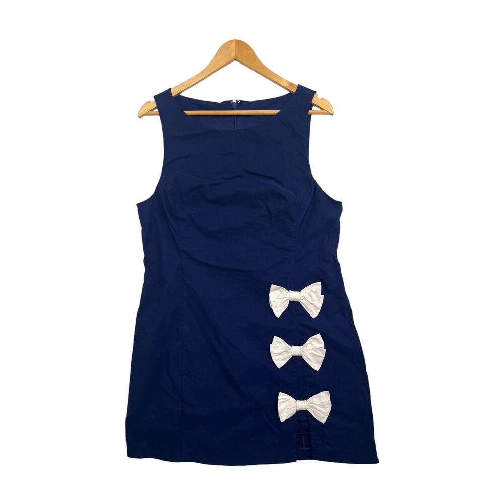 BHLDN Anthropologie Dress Womens Large Blue Bow Cocktail Wedding Guest Party